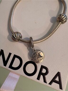 Pandora Silver Charm Bracelet with 'Love You to the Moon and Back' Disc